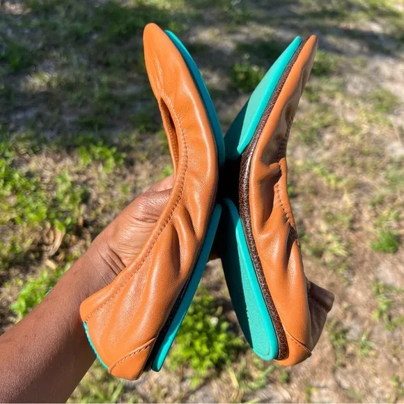 Tieks By Gavrieli Matte California Foldable Leather Ballet Flats in Brown Orange