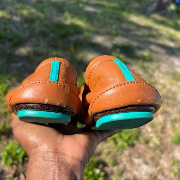Tieks By Gavrieli Matte California Foldable Leather Ballet Flats in Brown Orange