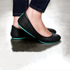TIEKS by Gavrieli Obsidian Crocodile Ballet Flats Womens Sz 9 Black Foldable