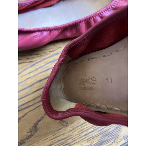 TIEKS BY GAVRIELI Red Foldable Flats Size 11 Women’s Leather Shoes