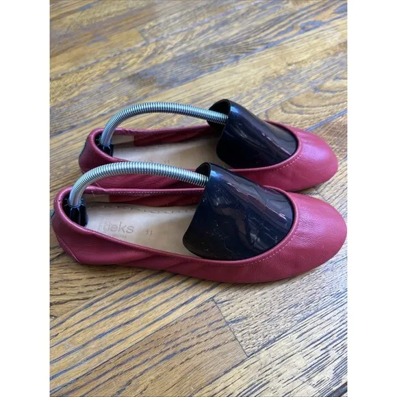 TIEKS BY GAVRIELI Red Foldable Flats Size 11 Women’s Leather Shoes