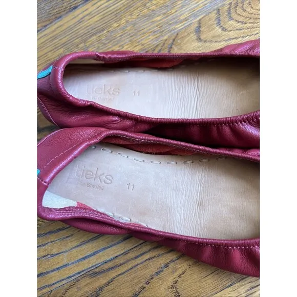 TIEKS BY GAVRIELI Red Foldable Flats Size 11 Women’s Leather Shoes