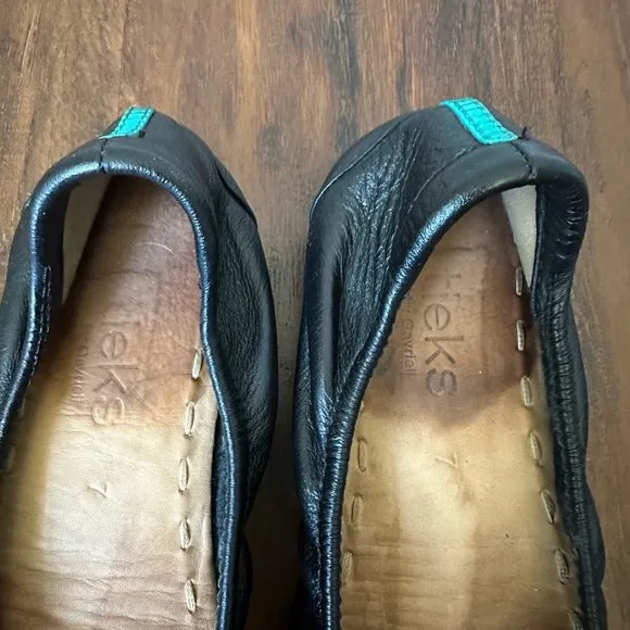 TIEKS by Gavrieli Slip-On Ballet Flats in Black Leather Foldable