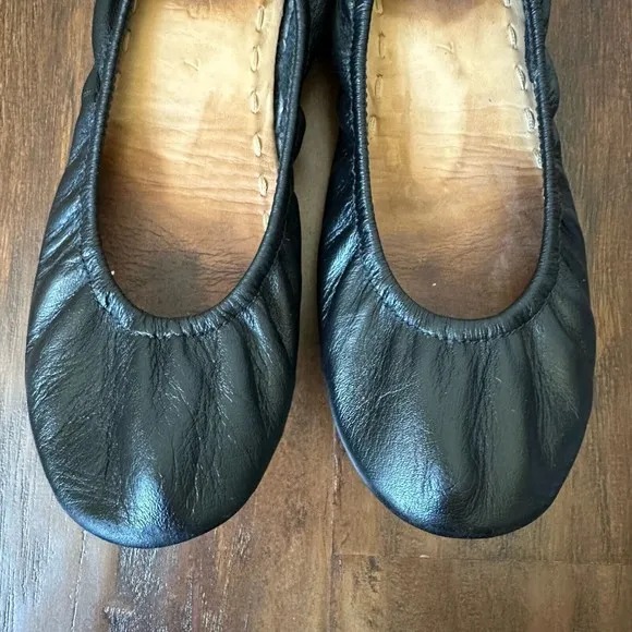 TIEKS by Gavrieli Slip-On Ballet Flats in Black Leather Foldable