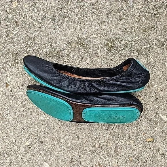 TIEKS by Gavrieli Slip-On Ballet Flats Shoes Black Leather Flat black leather 7