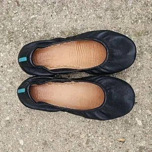 TIEKS by Gavrieli Slip-On Ballet Flats Shoes Black Leather Flat black leather 7