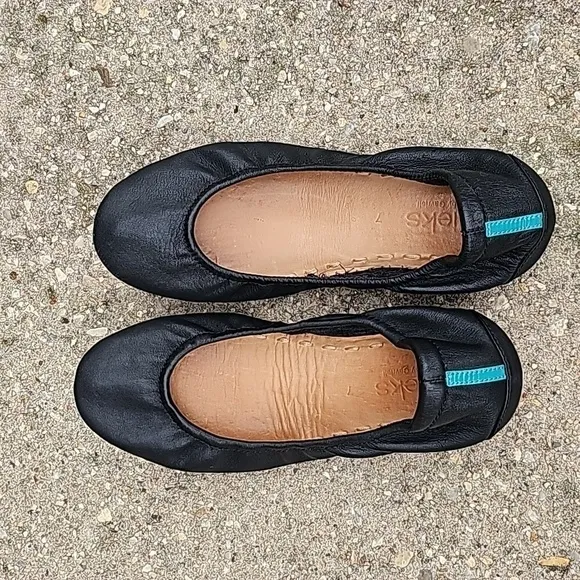 TIEKS by Gavrieli Slip-On Ballet Flats Shoes Black Leather Flat black leather 7