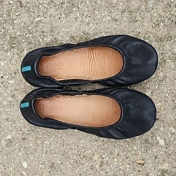 TIEKS by Gavrieli Slip-On Ballet Flats Shoes Black Leather Flat black leather 7
