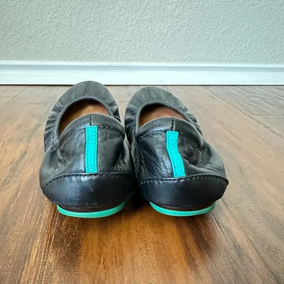 TIEKS by Gavrieli Slip-On Ballet Flats Shoes Black Leather Foldable