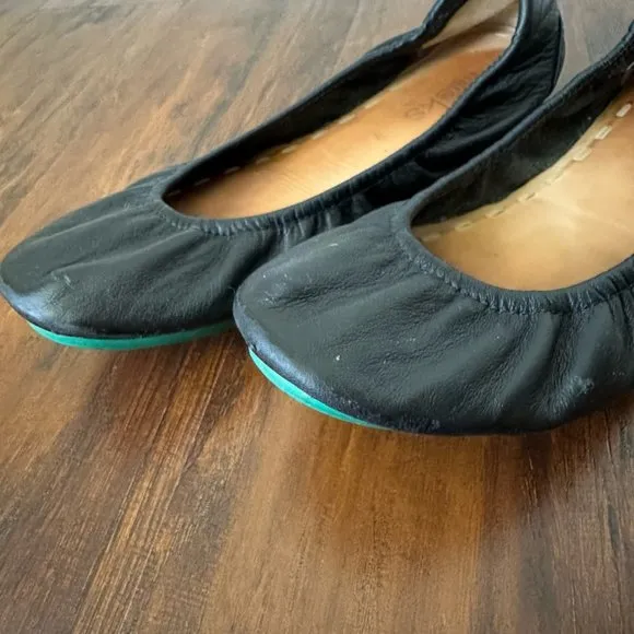 TIEKS by Gavrieli Slip-On Ballet Flats Shoes Black Leather Foldable
