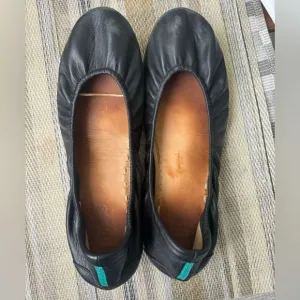 TIEKS by Gavrieli Slip-On Ballet Flats Shoes Black Leather Foldable Womens Sz 10