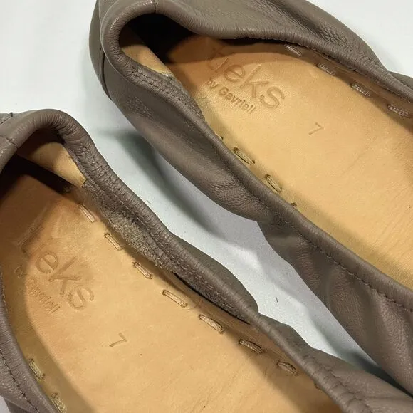 Tieks by Gavrieli Taupe Leather Ballet Flats Foldable Comfort‎ Travel Shoes 7