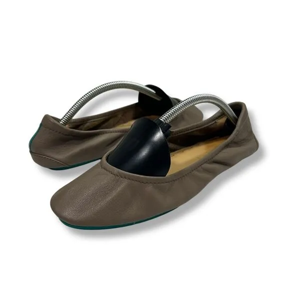 Tieks by Gavrieli Taupe Leather Ballet Flats Foldable Comfort‎ Travel Shoes 7