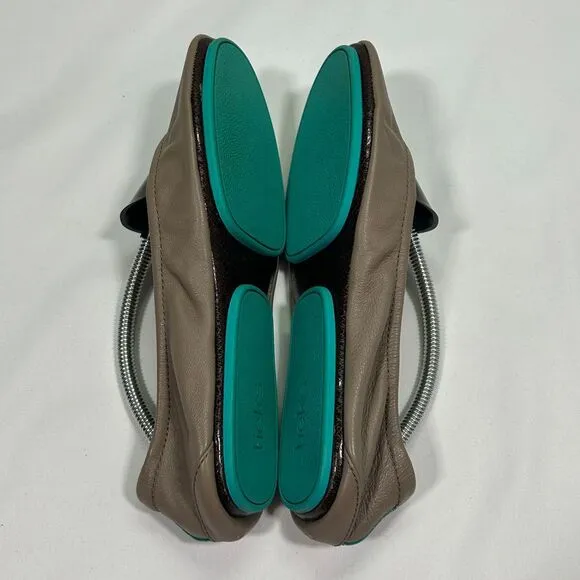 Tieks by Gavrieli Taupe Leather Ballet Flats Foldable Comfort‎ Travel Shoes 7