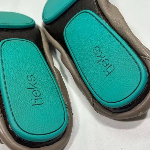 Tieks by Gavrieli Taupe Leather Ballet Flats Foldable Comfort‎ Travel Shoes 7