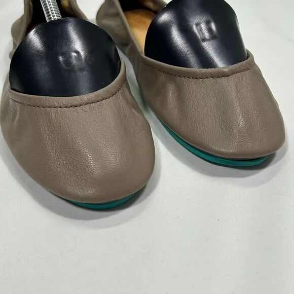 Tieks by Gavrieli Taupe Leather Ballet Flats Foldable Comfort‎ Travel Shoes 7