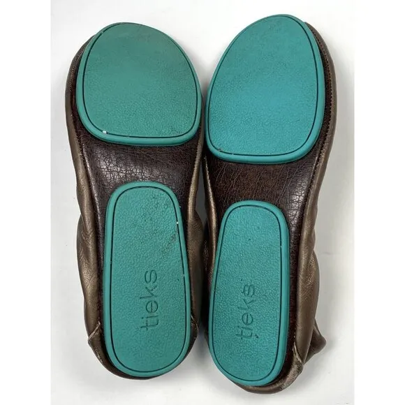 TIEKS by Gavrieli Womens US 8 Metallic Bronze Ballet FLATS Foldable Shoes READ