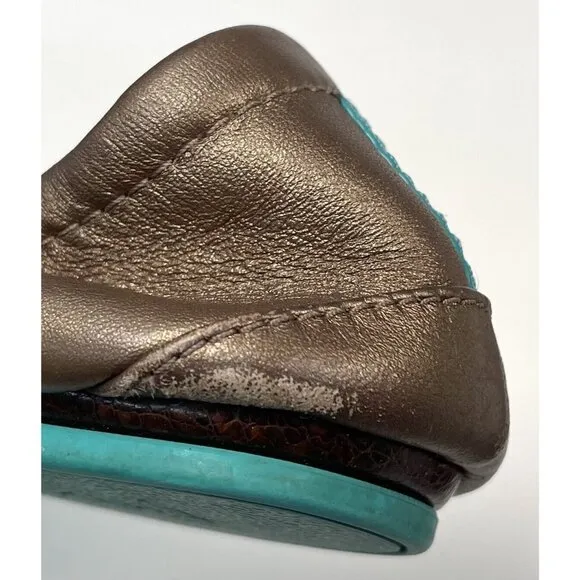 TIEKS by Gavrieli Womens US 8 Metallic Bronze Ballet FLATS Foldable Shoes READ
