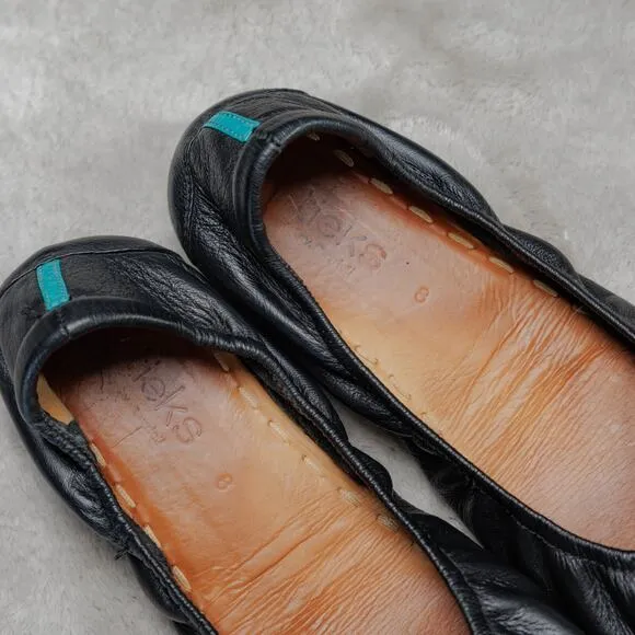 Tieks By Gavrielli Matte Black Leather Foldable Travel Ballet Flats Womens 8