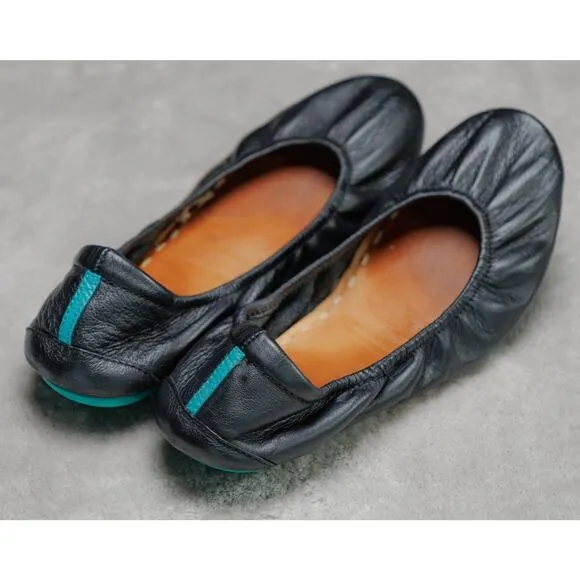 Tieks By Gavrielli Matte Black Leather Foldable Travel Ballet Flats Womens 8
