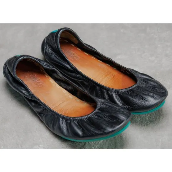 Tieks By Gavrielli Matte Black Leather Foldable Travel Ballet Flats Womens 8