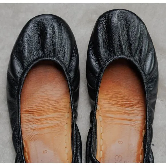 Tieks By Gavrielli Matte Black Leather Foldable Travel Ballet Flats Womens 8