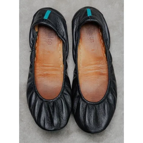 Tieks By Gavrielli Matte Black Leather Foldable Travel Ballet Flats Womens 8