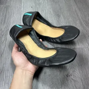 Tieks Chestnut Black Leather Ballet Flats Womens 10 Foldable Comfort Slip On