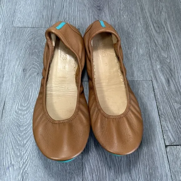 Tieks Chestnut Tan Leather Ballet Flats Womens 11 Foldable Comfort Slip On