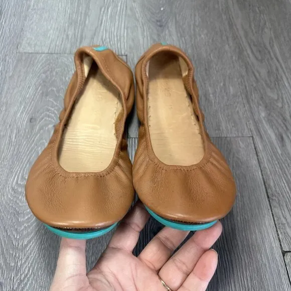 Tieks Chestnut Tan Leather Ballet Flats Womens 11 Foldable Comfort Slip On
