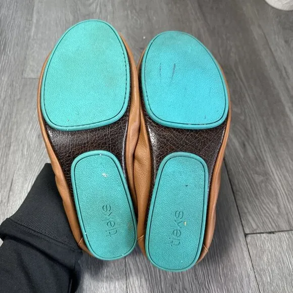 Tieks Chestnut Tan Leather Ballet Flats Womens 11 Foldable Comfort Slip On