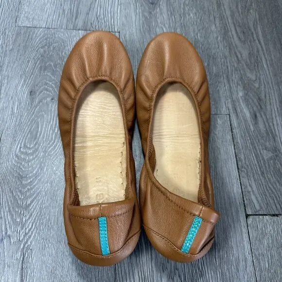 Tieks Chestnut Tan Leather Ballet Flats Womens 11 Foldable Comfort Slip On