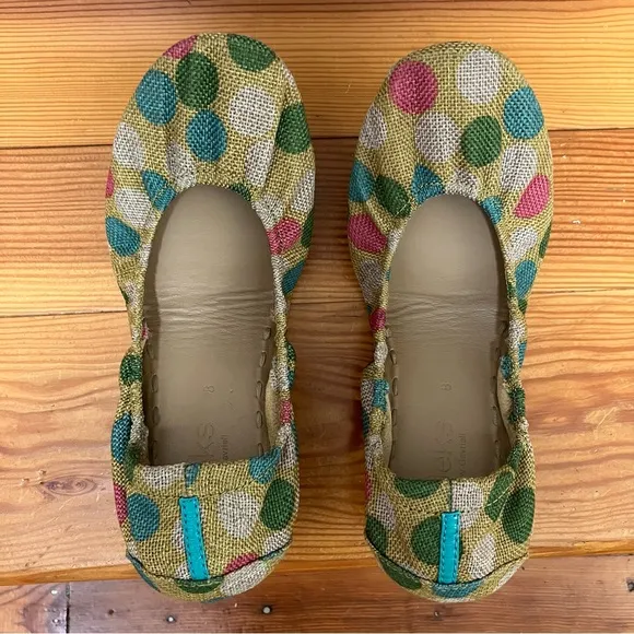 Tieks Echo Park Polka Dot Vegan Flats Shoes Like New Size 8