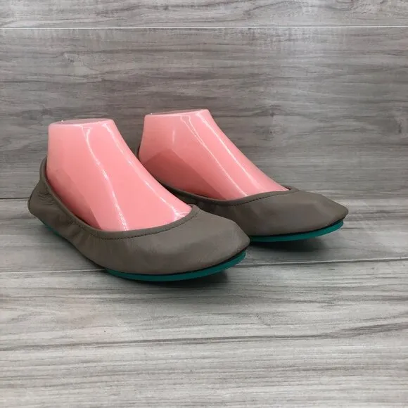 Tieks Flats Womens 8 Taupe Brown Leather Ballet Foldable
