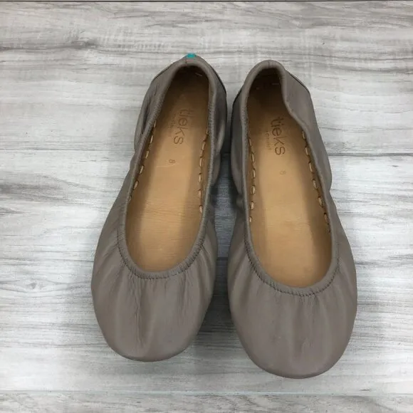 Tieks Flats Womens 8 Taupe Brown Leather Ballet Foldable