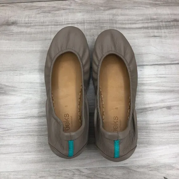 Tieks Flats Womens 8 Taupe Brown Leather Ballet Foldable