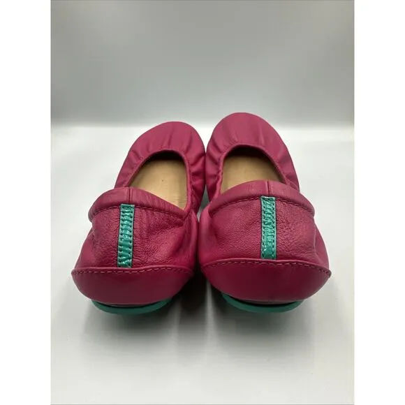 Tieks Flats Women's 9 Pink Fuchsia Leather Slip On Foldable Ballet Flats