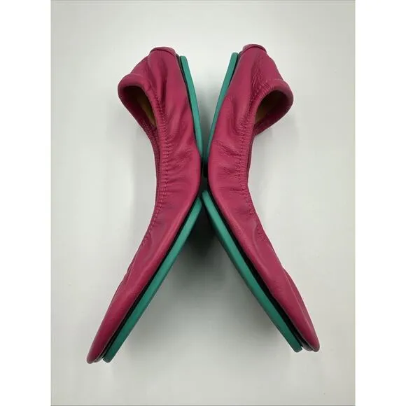 Tieks Flats Women's 9 Pink Fuchsia Leather Slip On Foldable Ballet Flats