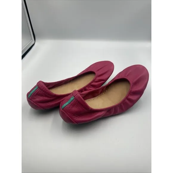Tieks Flats Women's 9 Pink Fuchsia Leather Slip On Foldable Ballet Flats