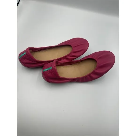 Tieks Flats Women's 9 Pink Fuchsia Leather Slip On Foldable Ballet Flats