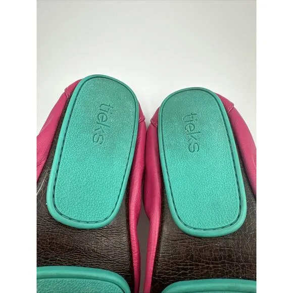 Tieks Flats Women's 9 Pink Fuchsia Leather Slip On Foldable Ballet Flats