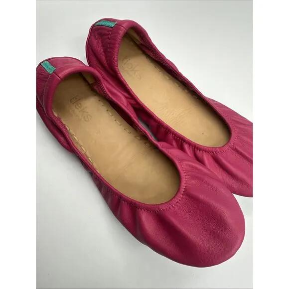Tieks Flats Women's 9 Pink Fuchsia Leather Slip On Foldable Ballet Flats