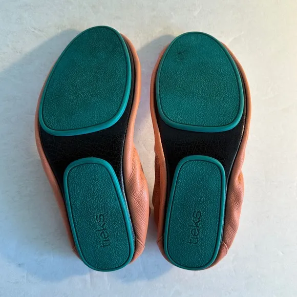 Tieks Foldable Leather Ballet Flats Size 9 Peach Poppy Orange Preppy Summer