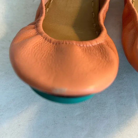 Tieks Foldable Leather Ballet Flats Size 9 Peach Poppy Orange Preppy Summer