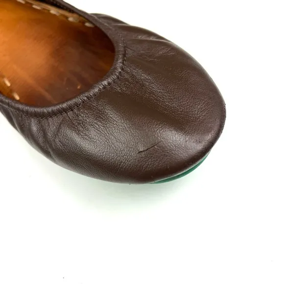 Tieks Foldable Packable Travel Brown Leather Ballet Flats size 9