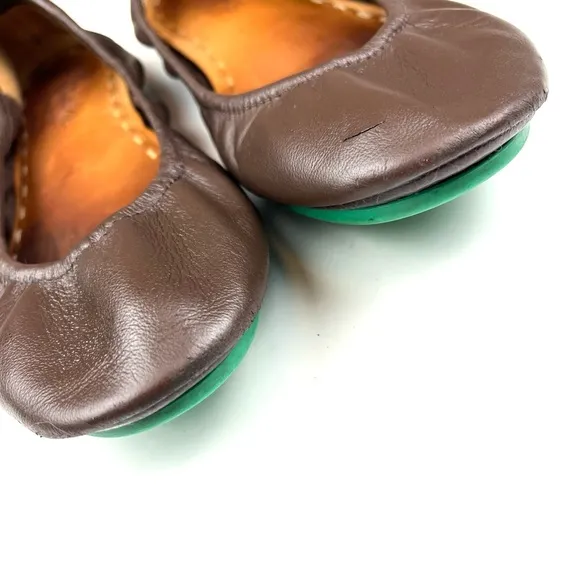 Tieks Foldable Packable Travel Brown Leather Ballet Flats size 9