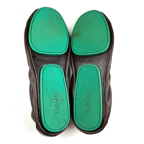 Tieks Foldable Packable Travel Brown Leather Ballet Flats size 9