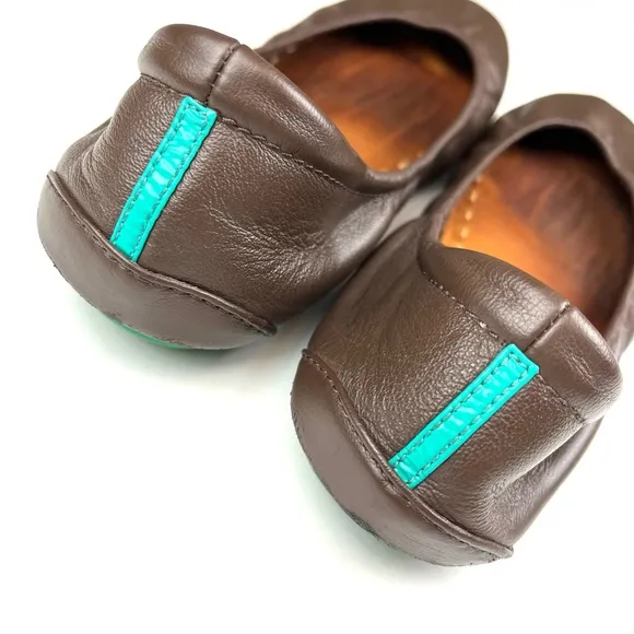 Tieks Foldable Packable Travel Brown Leather Ballet Flats size 9