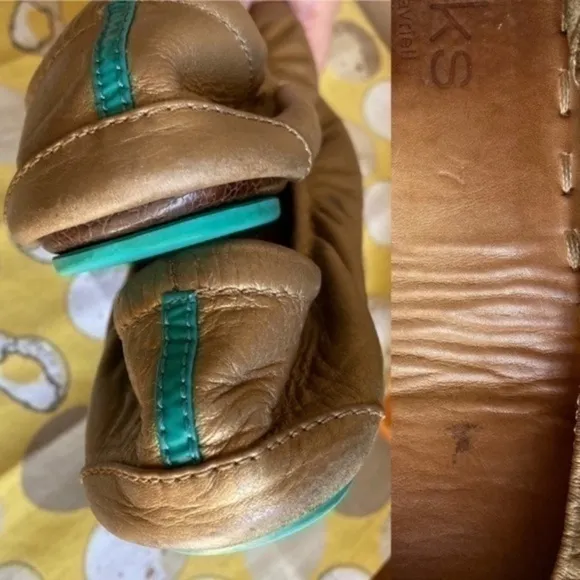 Tieks metallic bronze rounded flats size 7