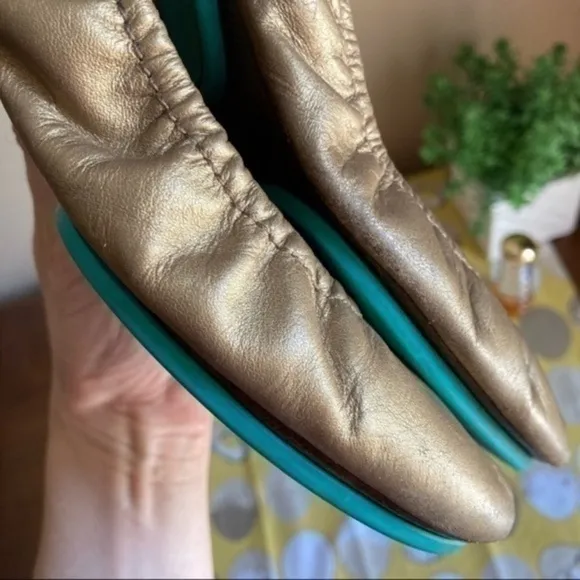 Tieks metallic bronze rounded flats size 7